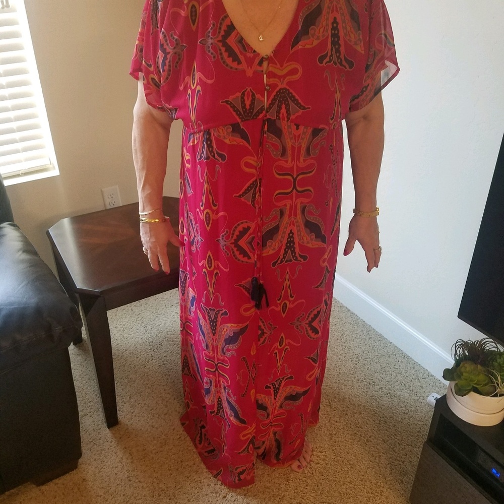 Red flowy lightweight long dress